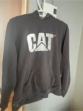 Caterpillar Black Crewneck Hoodie with White CAT Logo